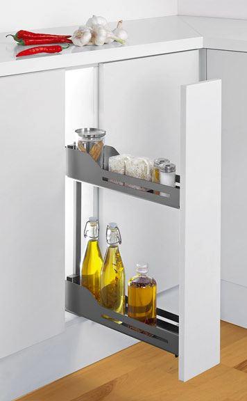 cozinha prateleiras ergonômicas Snello Fino, elegante, removível. Fácil de limpar. Para prateleiras de larguras de 50, 200 ou 300 mm.