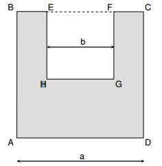 EXEMPLO 03) Numa chapa quadrada ABCD, homogênea e de lado a = 24 cm faz um corte também quadrado