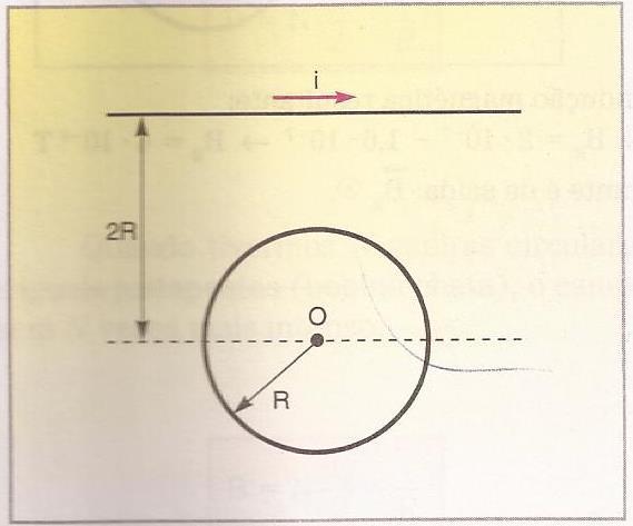 9. O condutor retilíneo muito longo indicado na figura é percorrido pela corrente i = 62,8 A.