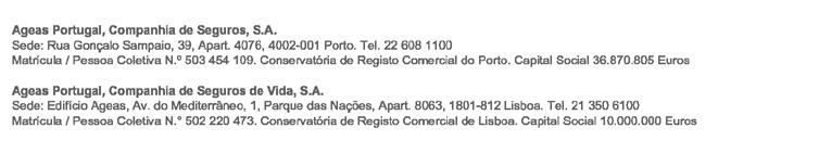 º 502220473, com sede na Avenida do Mediterrâneo, 1 Parque das Nações, 1990 156 Lisboa (doravante designadas por Ageas), no que respeita ao tratamento das reclamações ou queixas de tomadores de