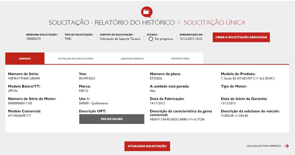 Faça mudanças na Solicitação e