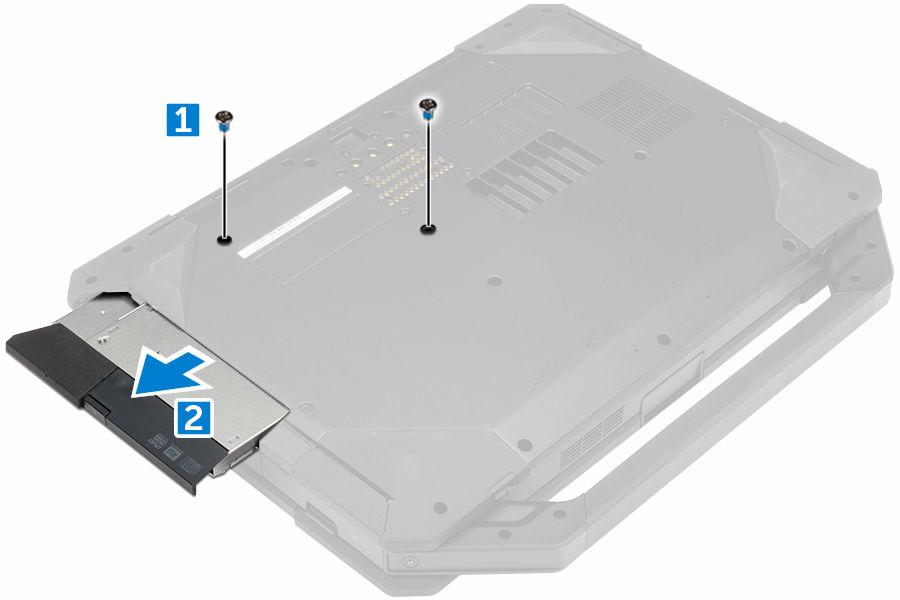 Siga o procedimento descrito em Após trabalhar na parte interna do computador. Unidade óptica Como remover a unidade óptica 1.