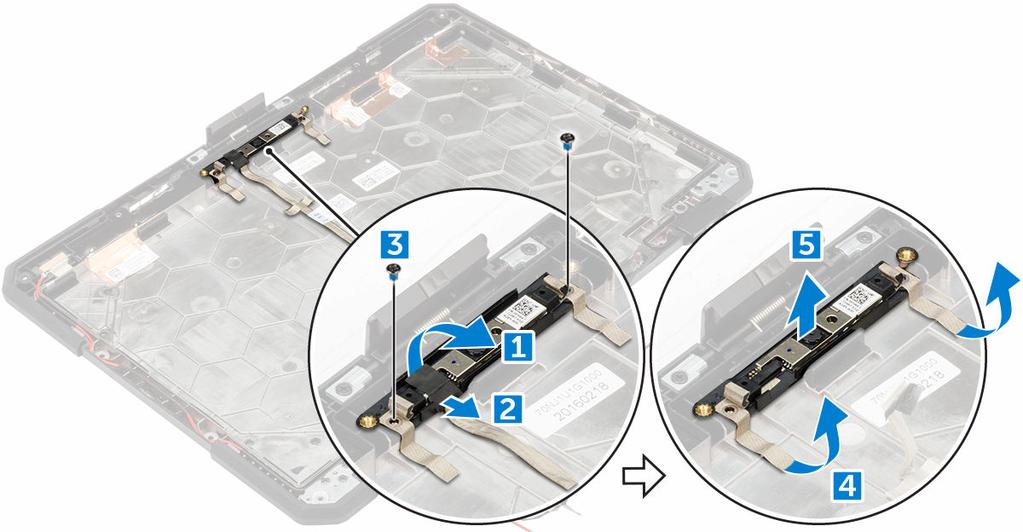 a. placa de sistema b. bandeja do disco rígido c. placa WLAN d. placa WWAN e. placa de GPS f. placa de E/S g. unidade óptica h. disco rígido i. tampa da base j. bateria 4.