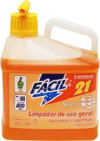 LIMPADORES GERAIS Página 11 Fácil 21 Fácil 21 forma solução límpida, levemente amarelada e com agradável fragrância.