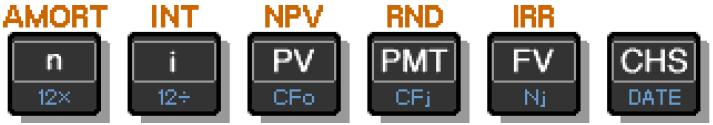 Séries uniformes: os registradores de séries uniformes são representados pelas teclas localizadas logo abaixo do visor: [n], [i], [PV], [PMT] e [FV].