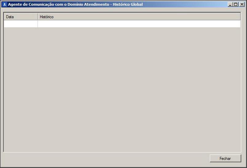 Na coluna Data, será demonstrada a data do envio da informação ao Domínio Atendimento; Na coluna Histórico, será demonstrado o histórico da informação enviada