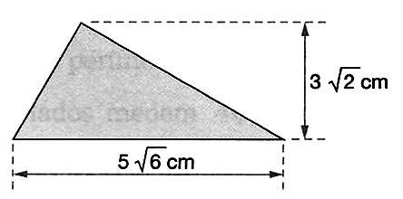 As bandeirolas terão o formato de um triângulo, como o mostrado no desenho abaixo, com medida da base altura 5.