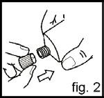 3. Com a parte pontiaguda superior da tampa, perfure o lacre da bisnaga (fig. 2). Siga a orientação de seu médico, respeitando sempre os horários, as doses e a duração do tratamento.