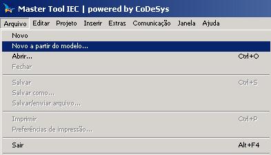 - Ir ao menu: Arquivo -> Novo a partir do modelo. - Selecionar a opção Modelo_DU350_DU351 se o equipamento possuir versão 1.02 ou inferior. - Versões 1.
