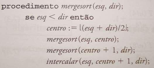 Ordenação por intercalação (mergesort)