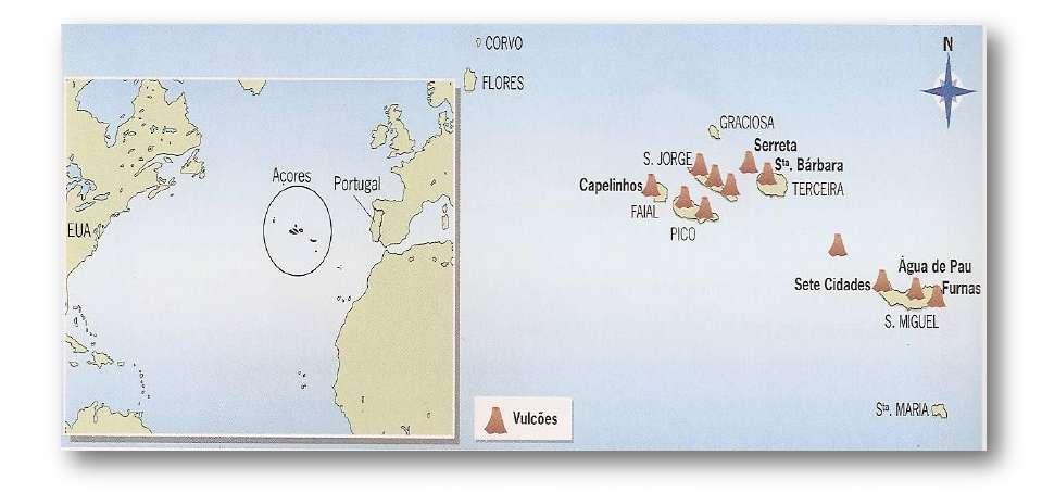 Arquipélago dos Açores As 9 ilhas tiveram origem nas erupções de vários vulcões