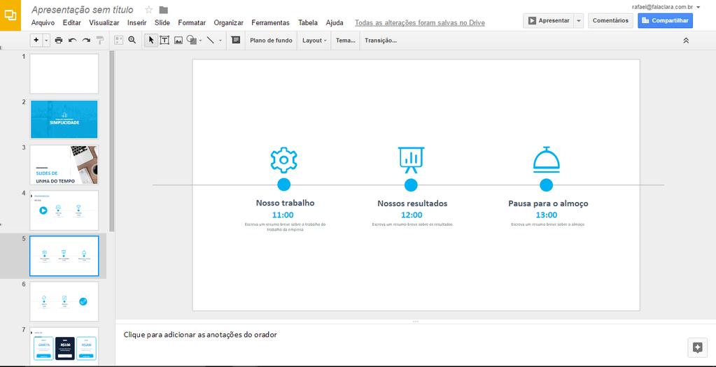 no seu slide online que está no Google Apresentações.