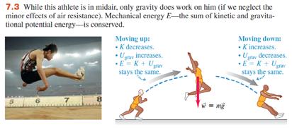 Conservação da Energia Mecânica (forças gravitacionais) Vamos assumir que a única força agindo sobre um corpo seja a força peso (F other =0).