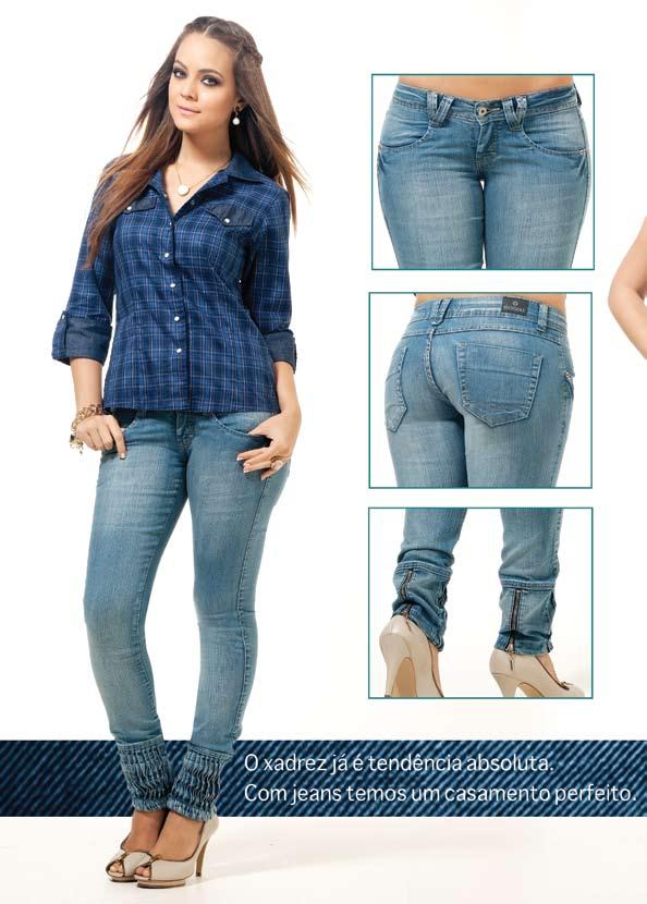 ONDA AZUL CAMISA tricoline xadrez com detalhes em jeans.