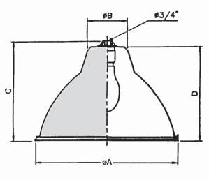 LUMINÁRIA ILUMINAÇÃO INDUSTRIAL (sem alojamento para reator) AT 391 Grau de Proteção IP30 NBR 6146 Iluminação industrial para fábricas, depósitos, almoxarifados, armazens, hangares, ginásios de