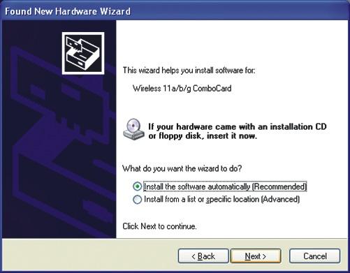 Windows XP 1. Após reiniciar seu computador, o Found New Hardware Wizard (Assistente de Novo Hardware Encontrado) aparecerá.