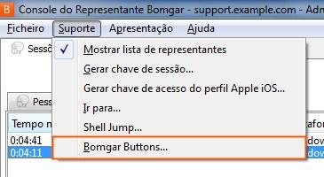 Gestão Interface de Gestão do Bomgar Button O Bomgar Button permite aos clientes iniciar uma sessão de apoio técnico para a sua equipa de apoio técnico atribuída, introduzir uma chave de sessão ou