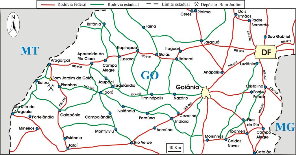 Capítulo 1 - Introdução depósitos hospedados no Arco Magmático de Goiás, revelando possíveis alvos para o incremento da exploração mineral no Estado de Goiás. 1.2.