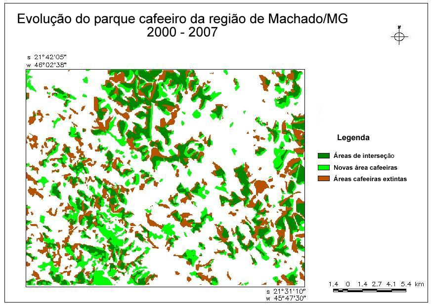 Figura 6 - Evolução do uso da terra entre os anos 2000 e 2007 na região.