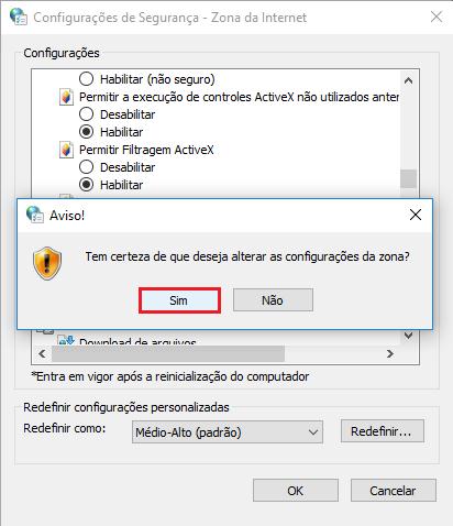 Passo 5 Será exibida a mensagem conforme mostrado abaixo.