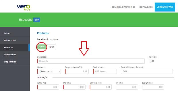 2 Cadastrando os produtos no aplicativo Vero NFC-e.