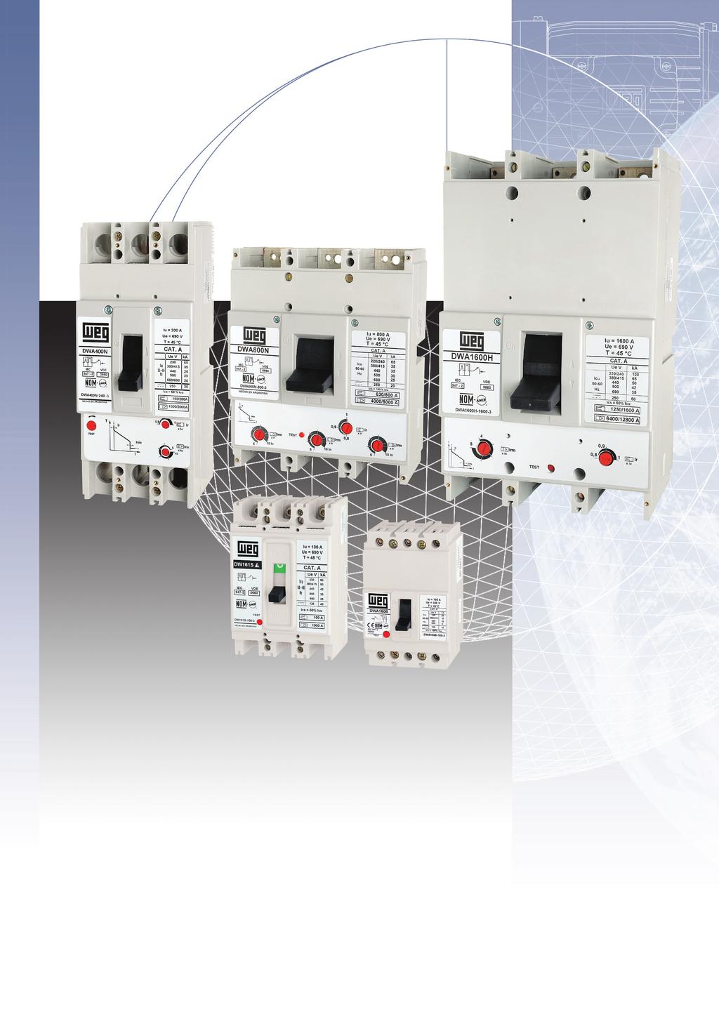 Disjuntores em Caixa Moldada Linha de disjuntores WEG: Linha DWA Proteção de circuitos elétricos e transformadores Linha DWM