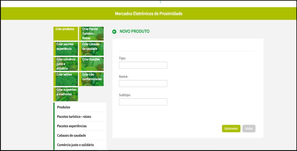 Ao selecionar aqui, será aberto um formulário que deverá preencher todos os campos (veja abaixo em tipo nome e subtipo como) e carregar em submeter.