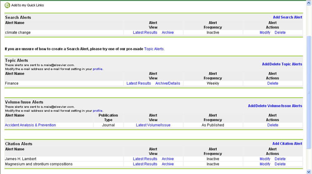 Alertas no ScienceDirect Configure alertas de buscas e receba e-mails com novos artigos Receba uma lista de novos artigos que tratam