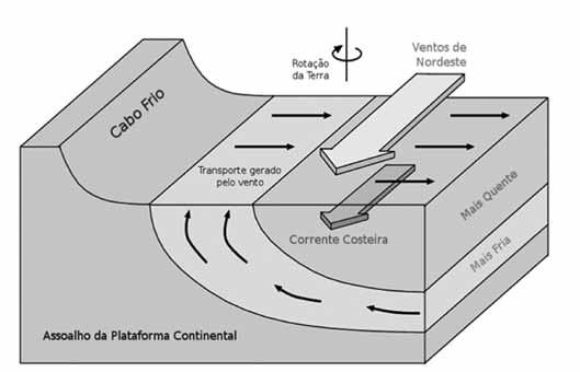Um estudo semi-idealizado para avaliar o papel da topografia no processo de ressurgência costeira em Cabo Frio, RJ 103 Figura 1 ilustra esquematicamente o processo em estado pleno de maturidade, bem