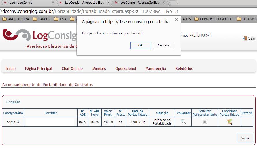 PARA CONFIRMAR A PORTABILIDADE BASTA CLICAR NO ÍCONE ATRAVÉS DO BOTÃO CONFIRMAR PORTABILIDADE PARA DAR ANDAMENTO NO CONTRATO.