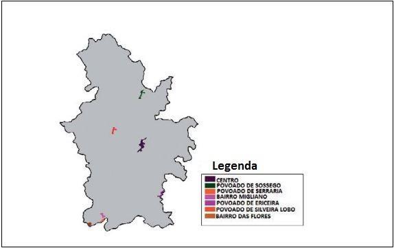 Figura 1 Localização das áreas urbanas do Município de Santana do Deserto Fonte: Plano Municipal De Saneamento Básico de Santana do Deserto MG 2013.