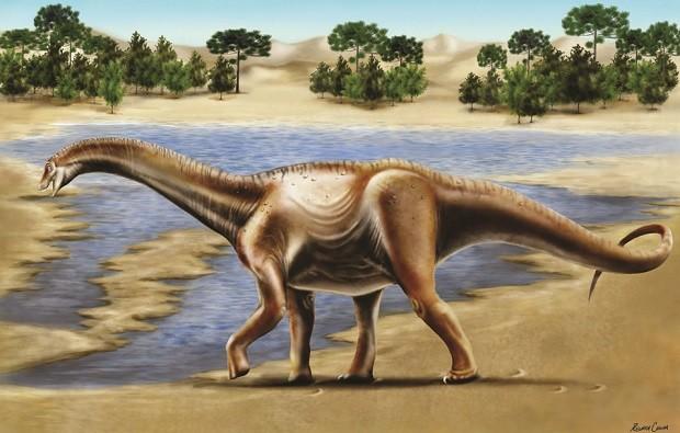 Ilustração divulgada pelo professor Rodrigo Santucci de exemplar de titanossauro.
