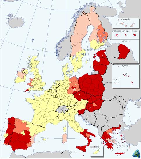 Impacto do alargamento de 2004 Regions below 75% in EU25 Regions statistically above 75% Regions above 75% in EU15 Algumas regiões ultrapassarão 75% do PIB UE e perdem o estatuto de regiões Objective