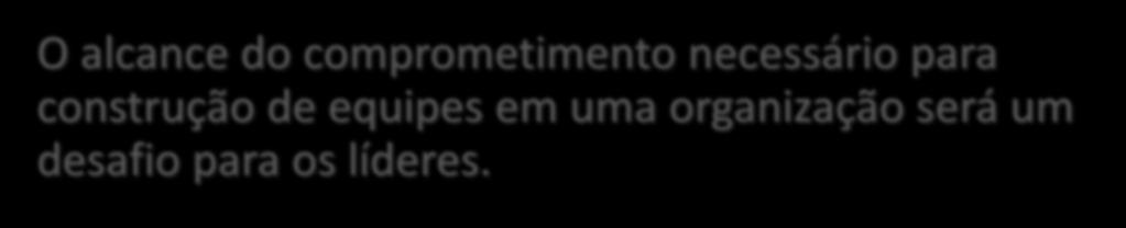 Liderança e Comprometimento O alcance do comprometimento necessário para construção de equipes em uma organização será