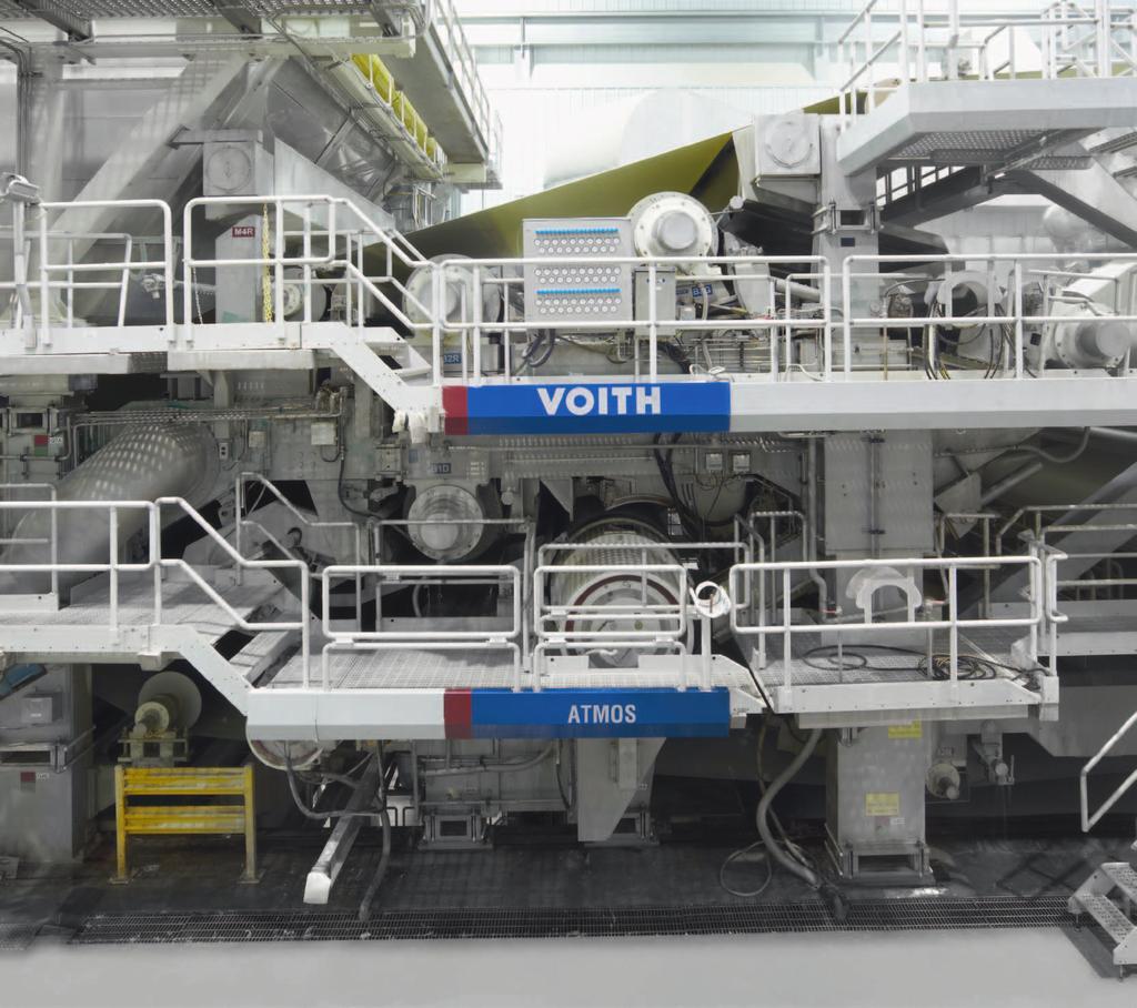 3 4 2 2 1-4 A máquina ATMOS da Wausau Paper produz até 70.000 t/ano de papel tissue ultra premium.