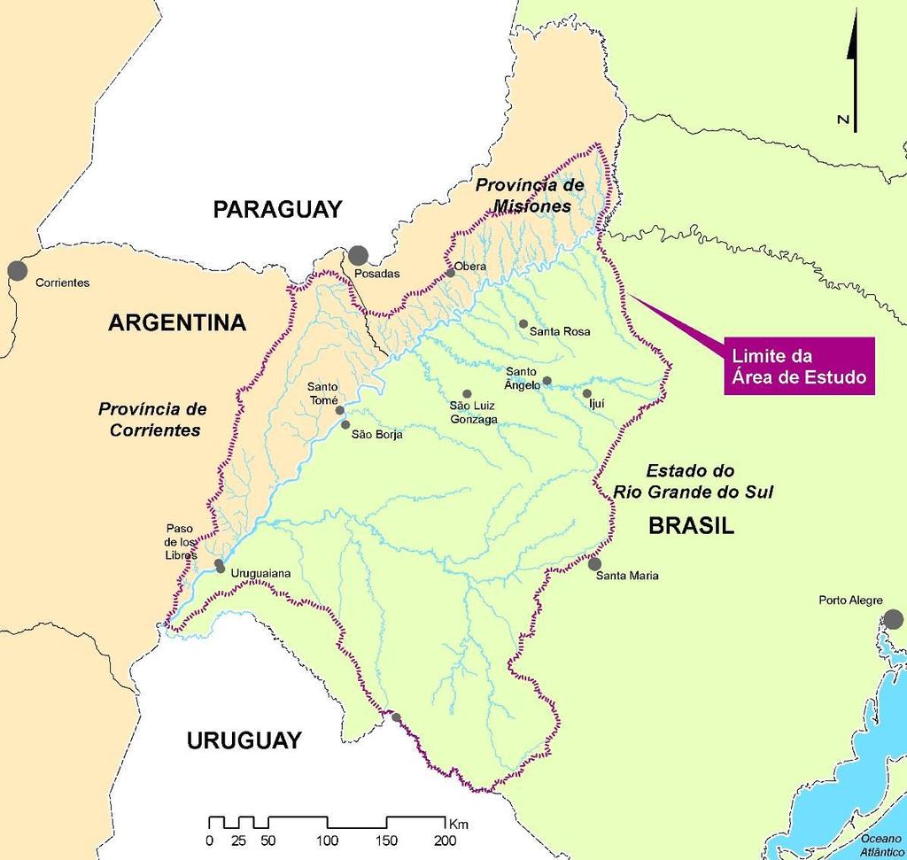 Área de estudo: Bacia do rio Uruguai trecho binacional Área do estudo: 116.