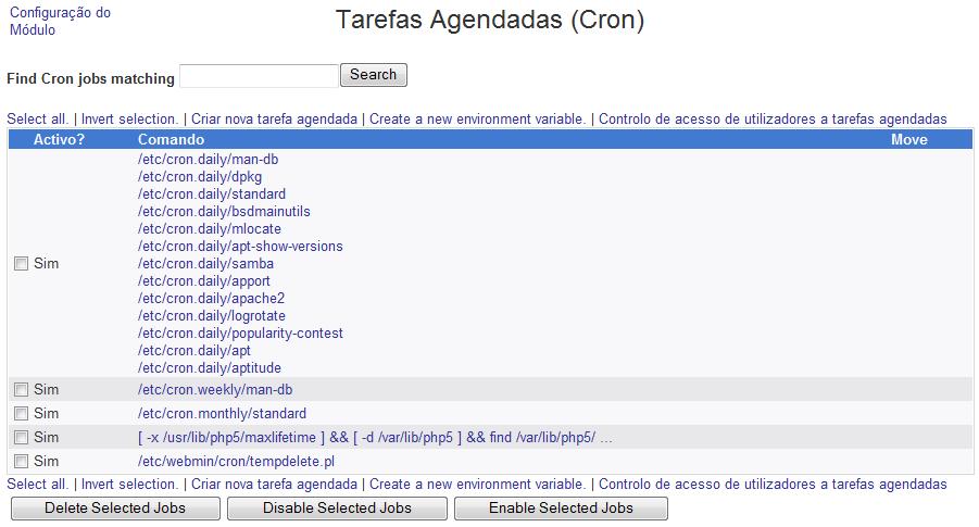 Agendamento de Tarefas (Cron) Acessar no Webmin em