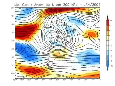 No segundo evento da ZCAS a configuração do padrão atmosférico em altos níveis foi clássica: com a Alta da Bolívia e o vórtice do Nordeste bem definidos.