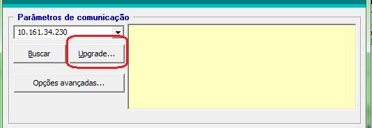 2º passo > Acessar a aba UPGRADE > Recomenda-se observar o comportamento dos LED do controlador antes de