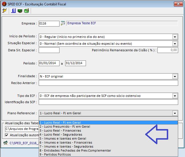 2 Verificar se na tela de geração o plano referencial foi