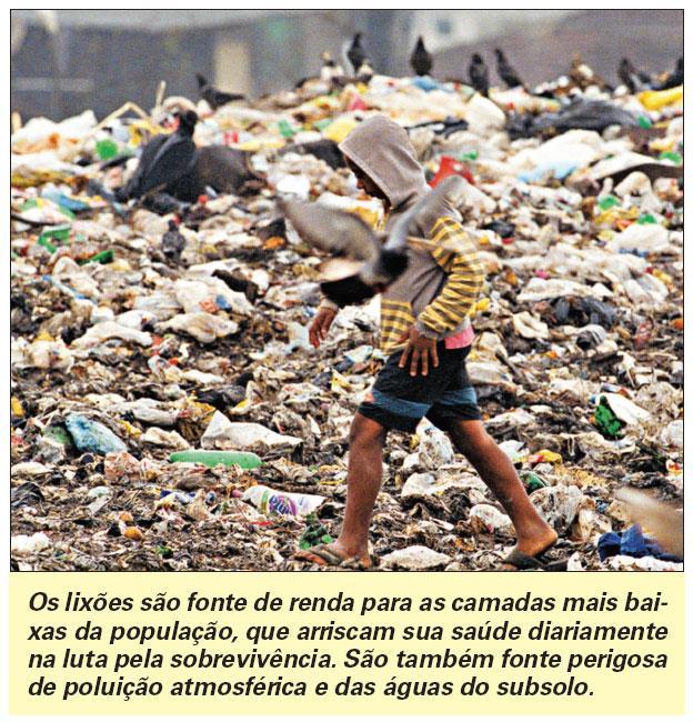 A questão do lixo urbano O grande problema do lixo resulta do crescimento industrial, bem como dos hábitos da sociedade de consumo.