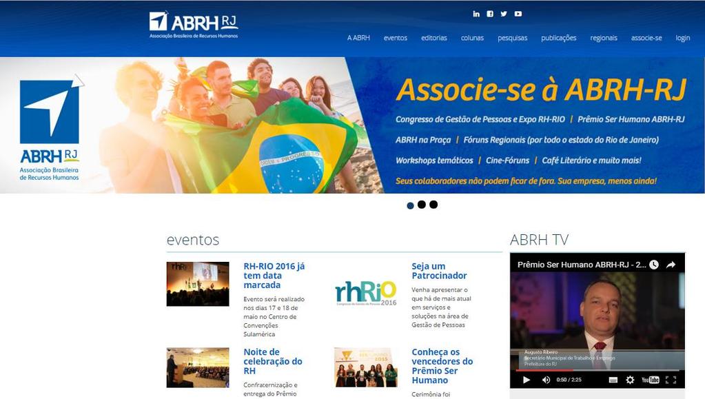 Site e Mídias Sociais ABRH-RJ on-line, com assuntos do mundo de Gestão