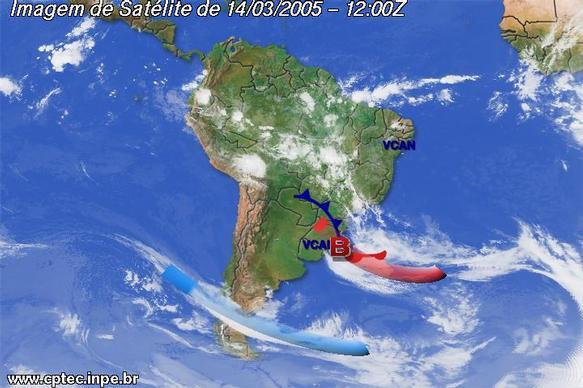 Frente fria e quente na Região Sul do