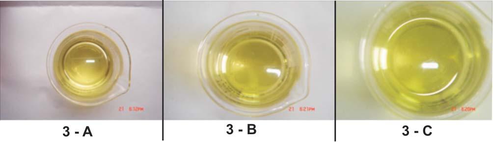 xido de potássio. A glicerina produzida pelo processo de transesterificação foi separada por decantação. A concentração dos ácidos utilizados para lavagem do biodiesel era de 0,01 mol L -1.