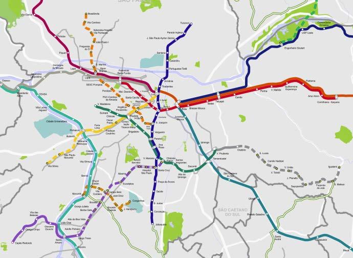 5 linhas operadas pelo Metrô SP 1 linha operada em regime de concessão 77,4 Km da malha metroviária na cidade 4,7 milhões de