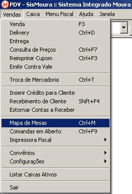 Mapa de Mesas Abra o módulo PDV, clique sobre o