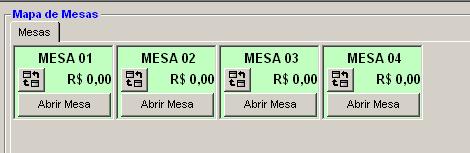 Mapa de Mesas Serão exibidas as mesas que