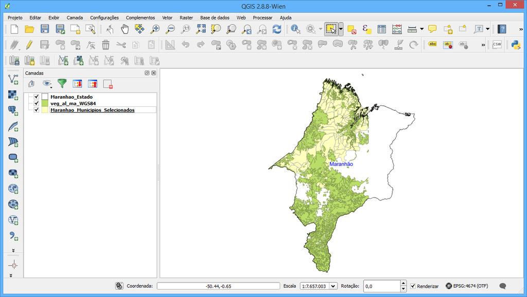 5.Tutorial QGIS: Recorte de Dados Vetoriais Dados utilizados no tutorial Os arquivos utilizados no tutorial pertencem ao PROBIO (Projeto de Conservação e Utilização Sustentável da Diversidade