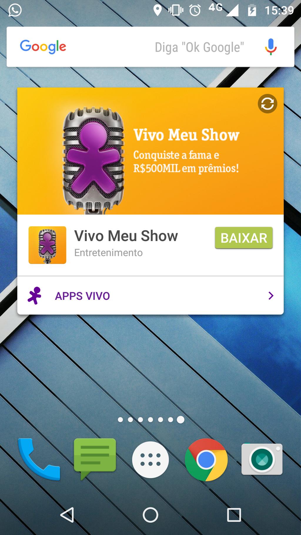 WIDGET Os celulares vendidos pela Vivo possuem um widget na tela inicial, que oferece dicas de apps e sites relevantes para o usuário.