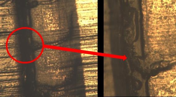 Figura 2 Micrografia da região da solda da lata de ervilha.